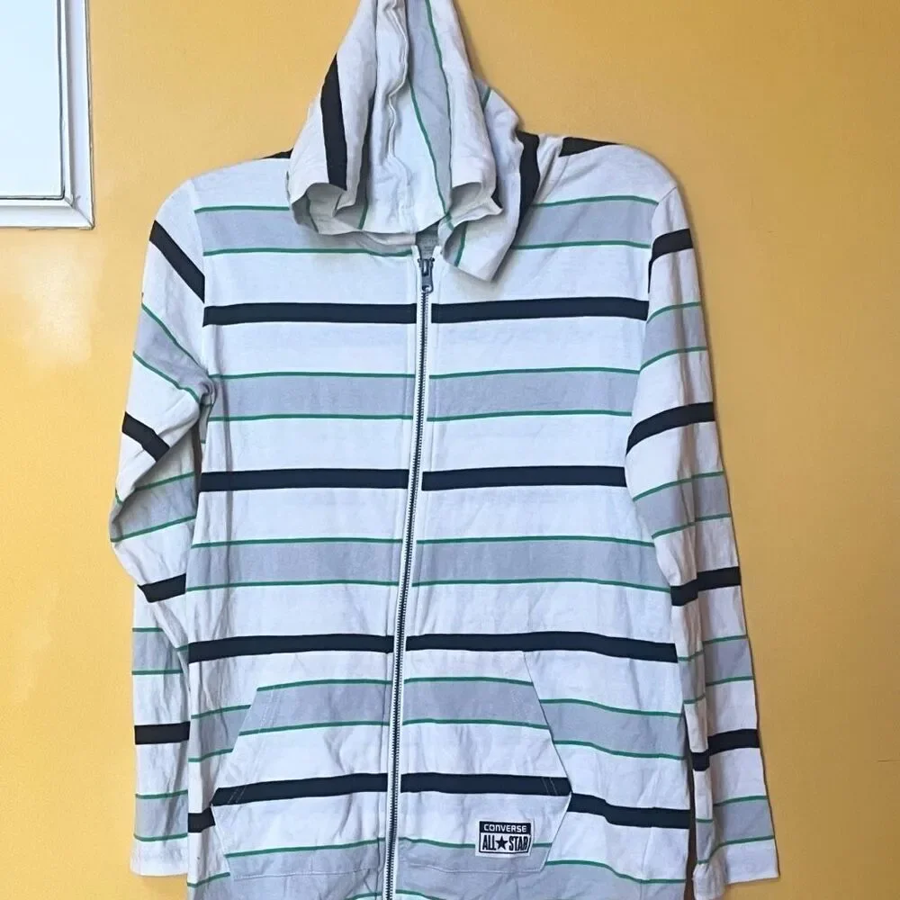 Converse Boys‎ Full Zip Lite Weight Striped Hoodie Sz L